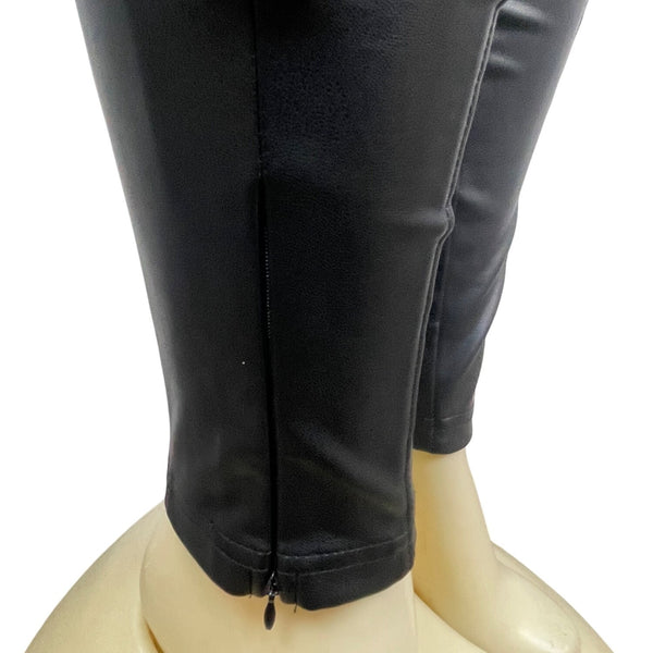 Manière De Voir High-Waisted Black Leather Leggings With Belt Detail Size 4 - New