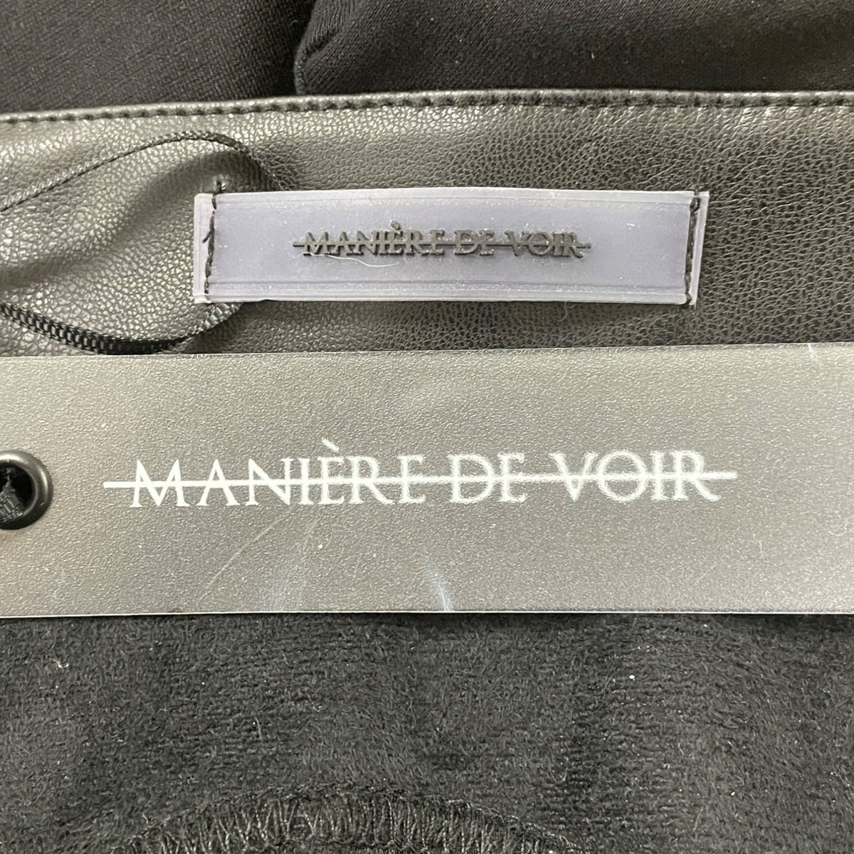 Manière De Voir High-Waisted Black Leather Leggings With Belt Detail Size 4 - New