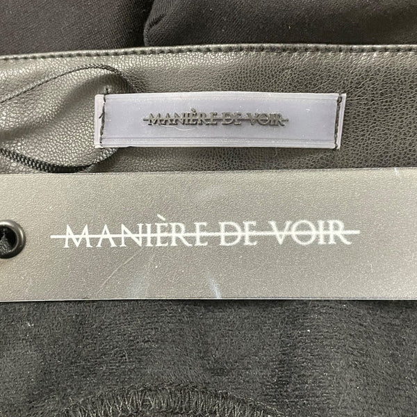 Manière De Voir High-Waisted Black Leather Leggings With Belt Detail Size 4 - New