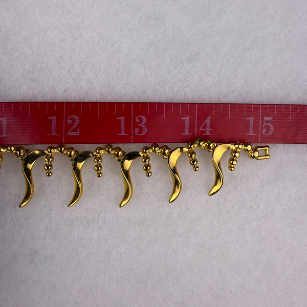 Gold Tone Womens Necklace W/ Faux Pearls & Crystals Branch Design