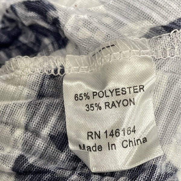 Top Ligne Women's Black & White Floral Tunic Lightweight Knit V Neck Size M