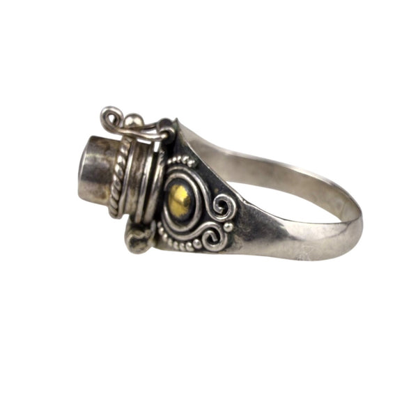 Sterling Silver Womens Garnet Poison Ring Unique Hinged Design Trinket Size 6