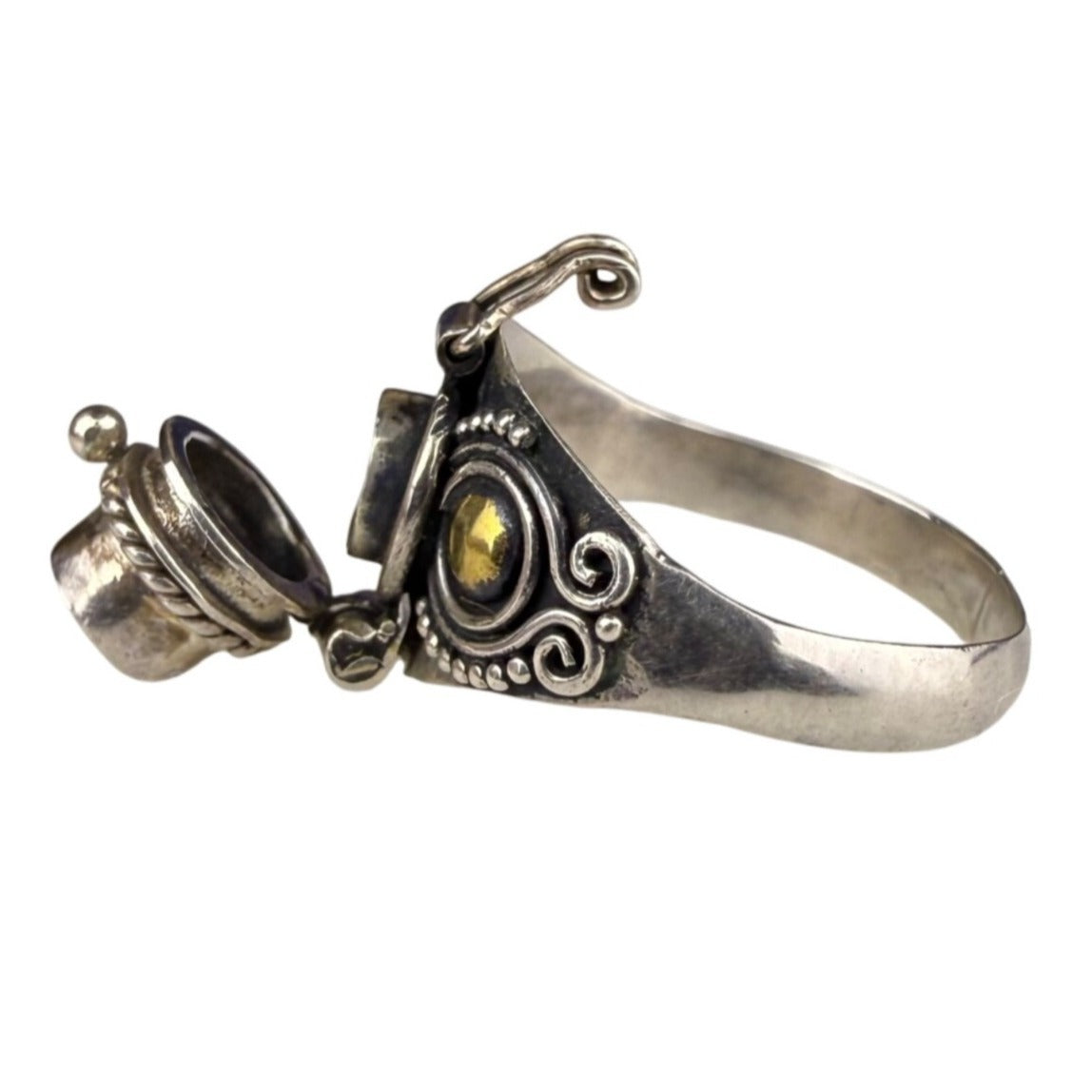 Sterling Silver Womens Garnet Poison Ring Unique Hinged Design Trinket Size 6