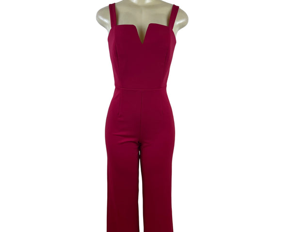 Sweet Storm Womens Red Sleeveless Jumpsuit With Sweetheart Neckline Sz S