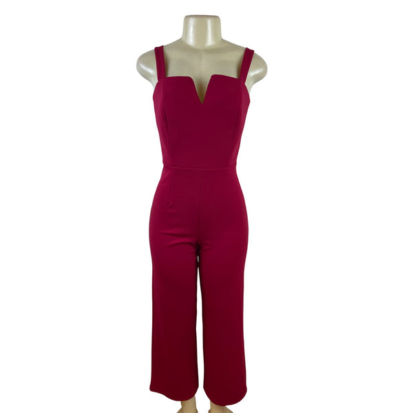 Sweet Storm Womens Red Sleeveless Jumpsuit With Sweetheart Neckline Sz S
