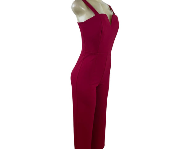 Sweet Storm Womens Red Sleeveless Jumpsuit With Sweetheart Neckline Sz S