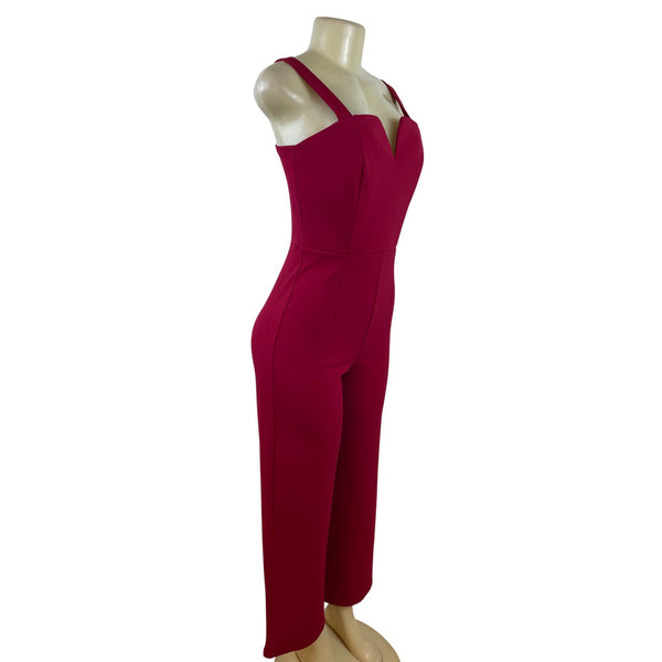 Sweet Storm Womens Red Sleeveless Jumpsuit With Sweetheart Neckline Sz S