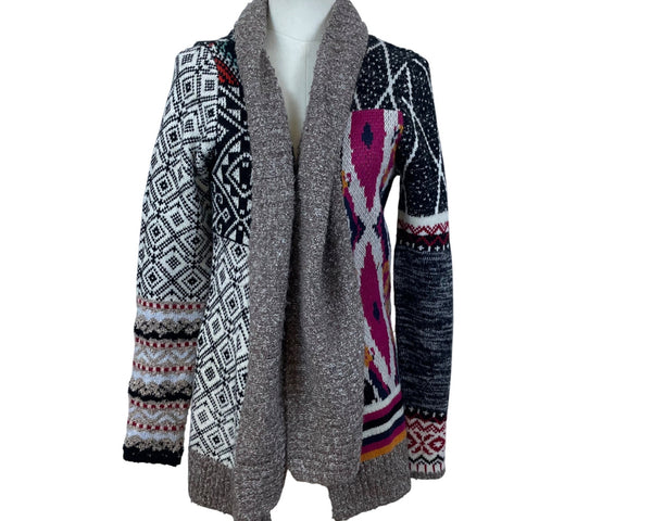 Desigual Women's Multicolor Shawl Collar Open Cardigan Size S