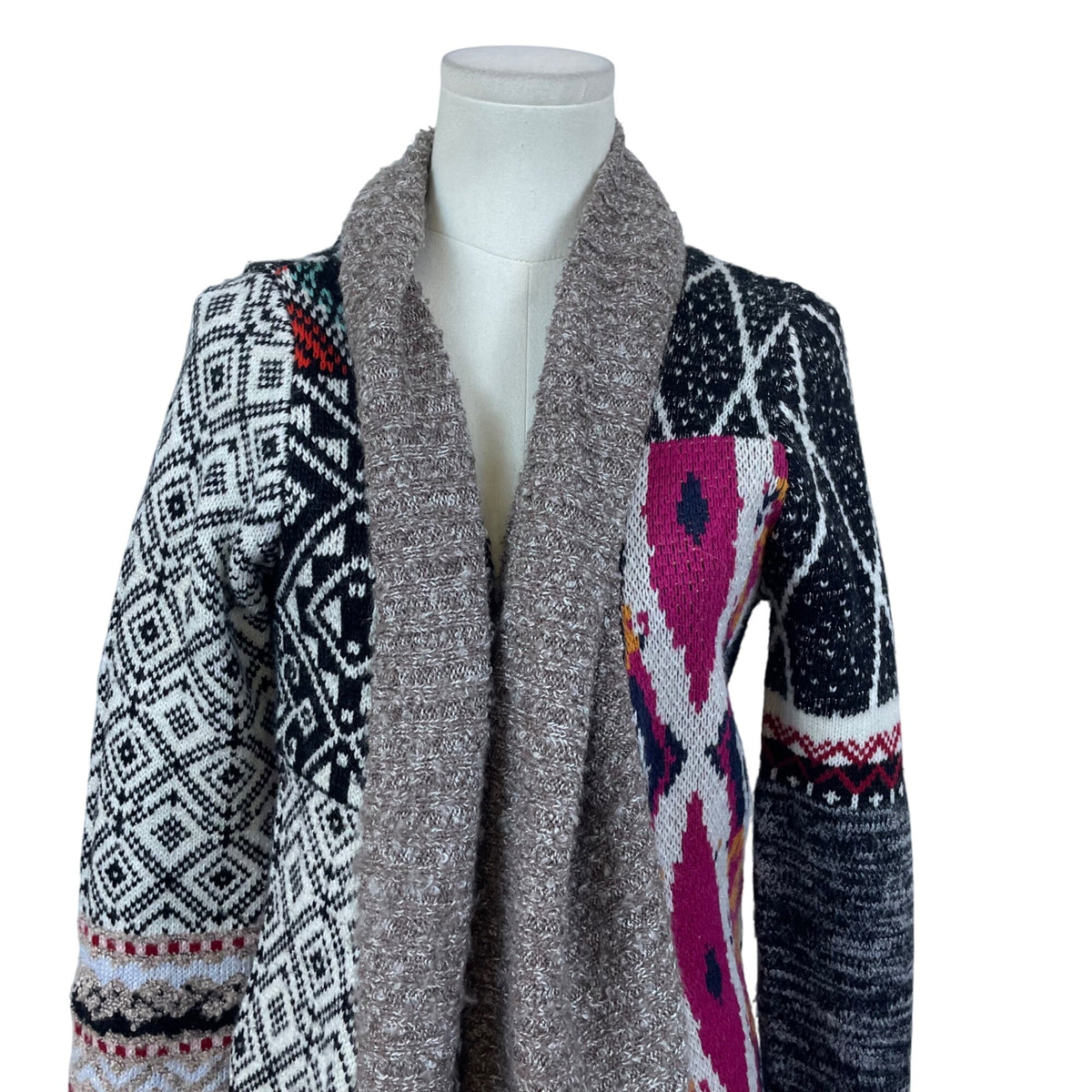 Desigual Women's Multicolor Shawl Collar Open Cardigan Size S