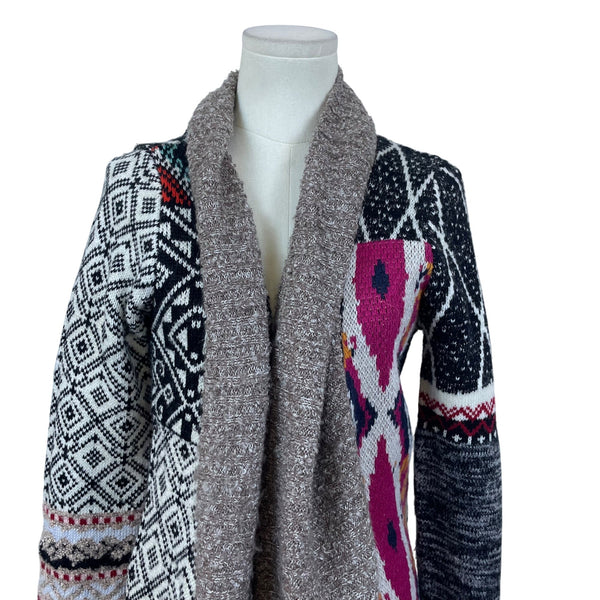Desigual Women's Multicolor Shawl Collar Open Cardigan Size S