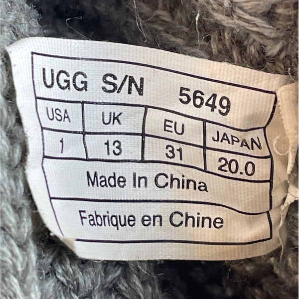 Ugg Youth Kids Girl Grey Wool Convertible Winter Boots Sz 1
