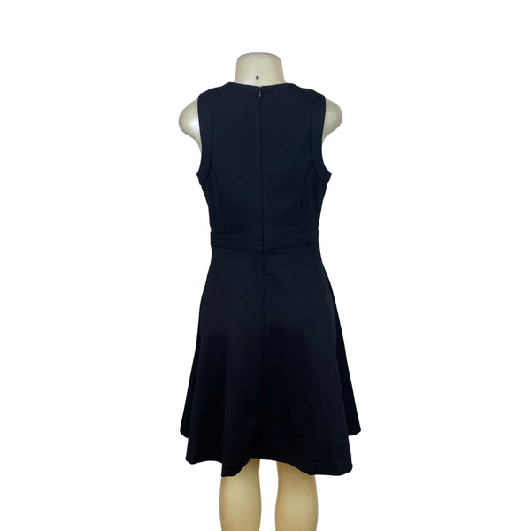White House Black Market Womens Black Sleeveless Gold-Button Detail A-Line Dress Size 6