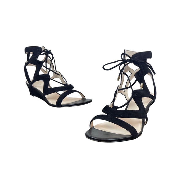 Cole Haan Black Suede Vable Wedge II  Strappy Womens Sandals Size 10.5B