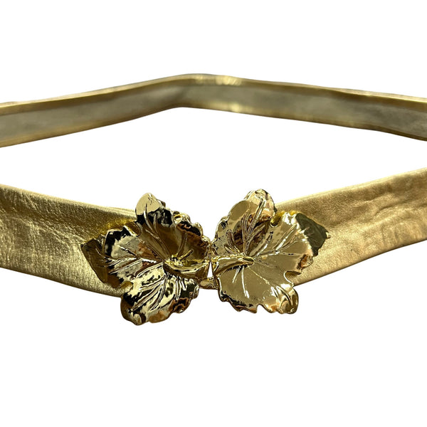 Womens Metallic Gold Tone Belt Adjustable Waist Accessory