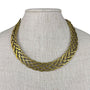 Vintage Womens Gold Tone Alloy Woven Chain Necklace With Hook Clasp