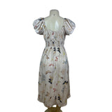 Jacquie The Label Butterfly Print Women’s White Peasant Dress Size S