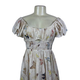 Jacquie The Label Butterfly Print Women’s White Peasant Dress Size S