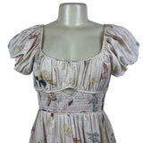 Jacquie The Label Butterfly Print Women’s White Peasant Dress Size S