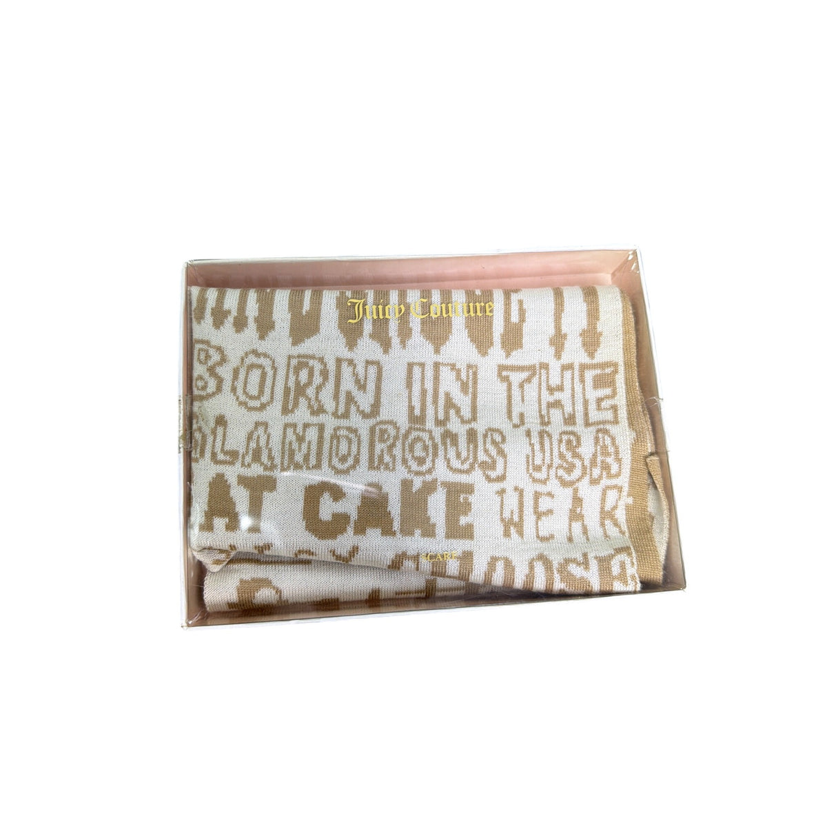 Juicy Couture Womens Beige Cotton Blend Printed Scarf / beanie Fashion Accessory