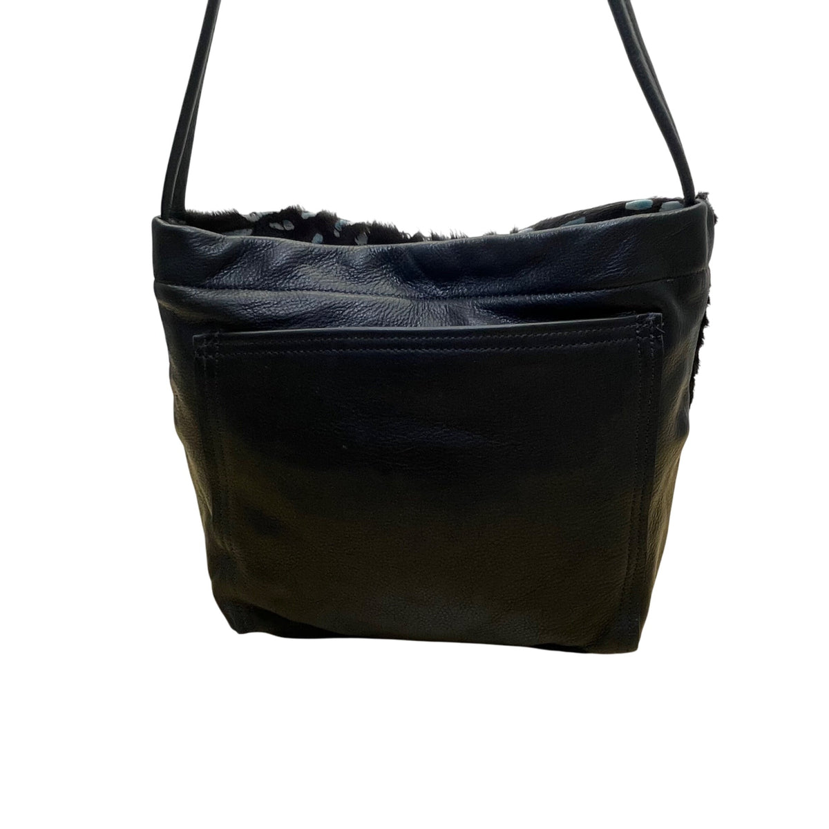 Black & Blue Women’s Faux Crocodile And Fur Shoulder Bag With Adjustable Strap