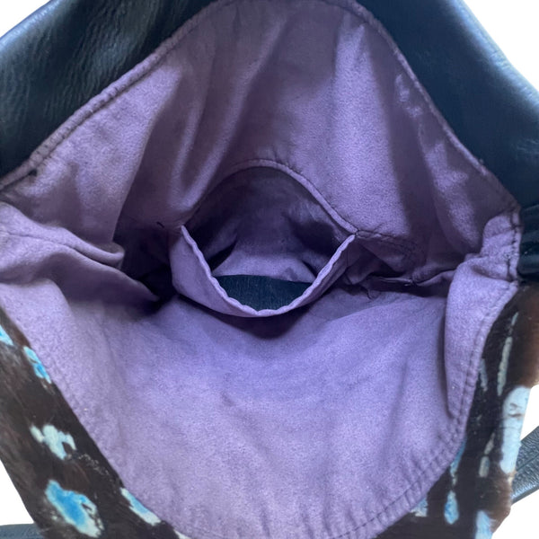 Black & Blue Women’s Faux Crocodile And Fur Shoulder Bag With Adjustable Strap