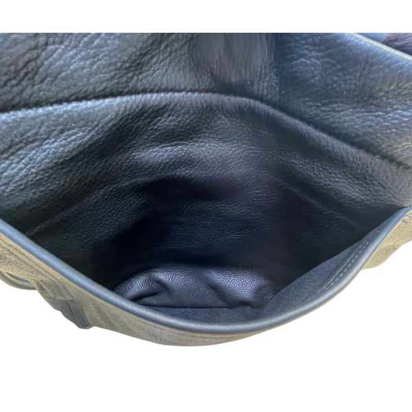 Black & Blue Women’s Faux Crocodile And Fur Shoulder Bag With Adjustable Strap