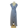 Baltic Born Womens Light Blue Polyester Wrap Maxi Dress With Ruffle Detail Size M