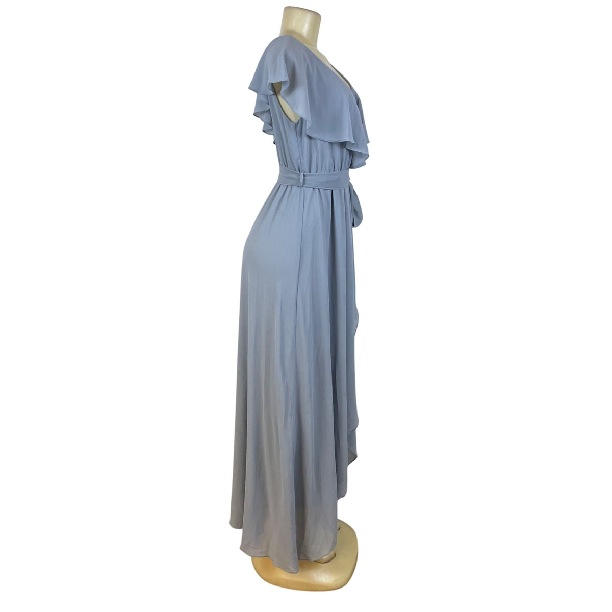 Baltic Born Womens Light Blue Polyester Wrap Maxi Dress With Ruffle Detail Size M