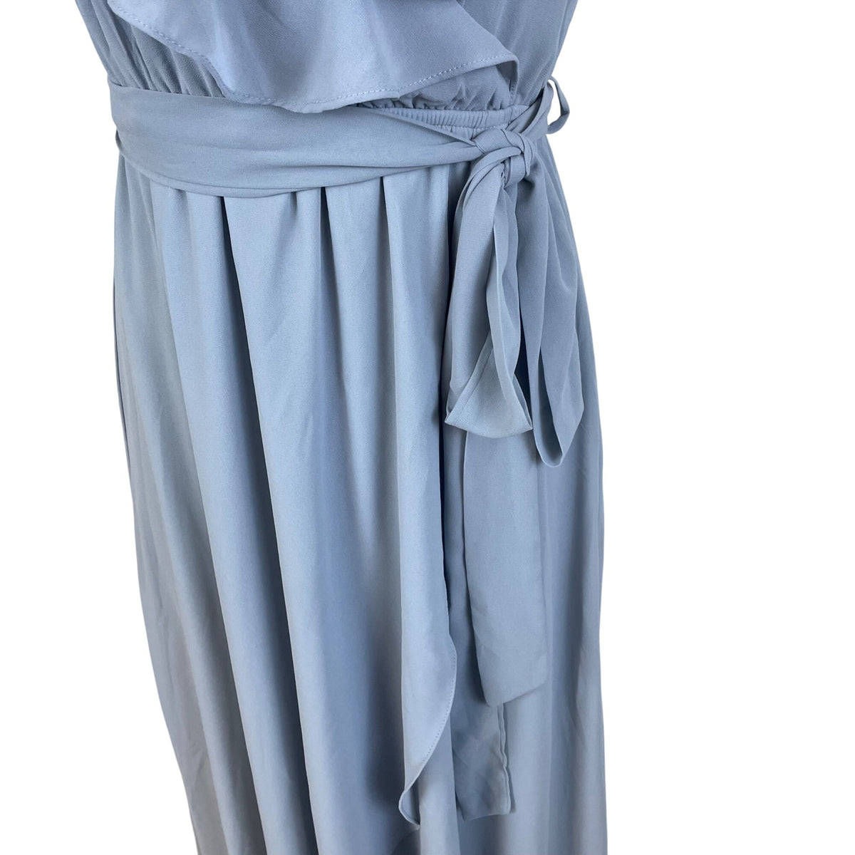 Baltic Born Womens Light Blue Polyester Wrap Maxi Dress With Ruffle Detail Size M