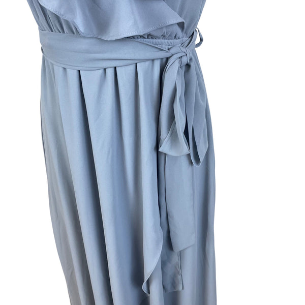 Baltic Born Womens Light Blue Polyester Wrap Maxi Dress With Ruffle Detail Size M
