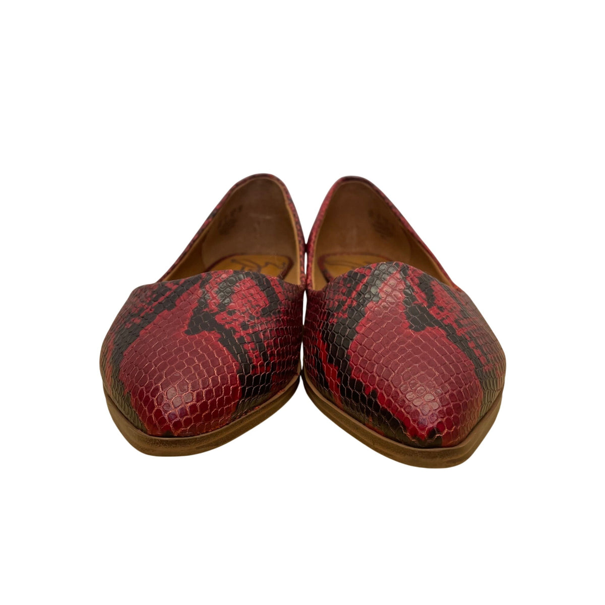 Zodiac Women’s Red Leather Embossed Snakeskin Pointed Toe Hill Flats Size 8M