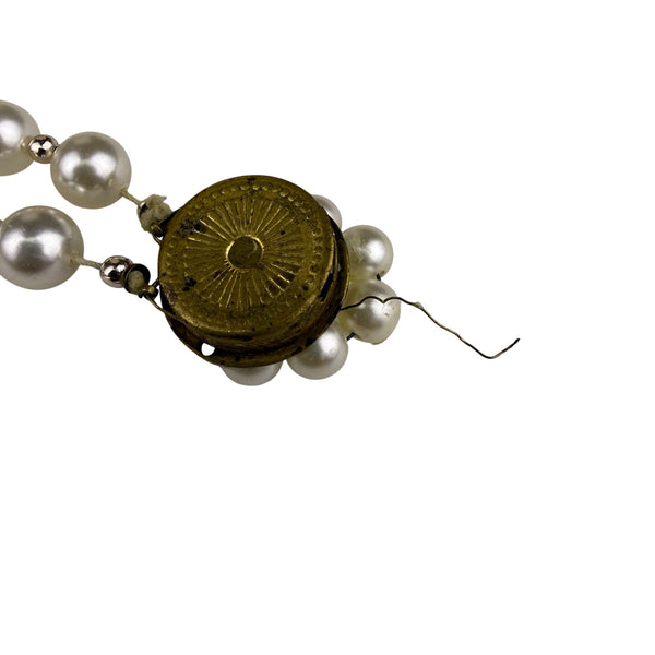 Vintage Womens Gold Tone Glass Bead & Faux Pearl Double-Strand Necklace