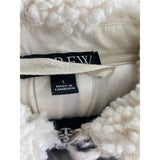 J.Crew Womens Fleece Jacket Large Chevron Pattern Warm Beige/Black