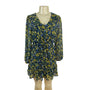 3rd + Malt Floral Print Long Sleeve Mini Dress With Tie Waist & Ruffled Hem Size S