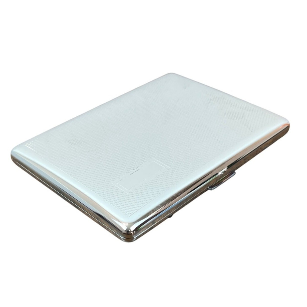 Pearl Silver Metal Sleek Design Cigarette Case Holder Sz S