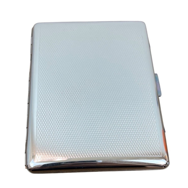 Pearl Silver Metal Sleek Design Cigarette Case Holder Sz S