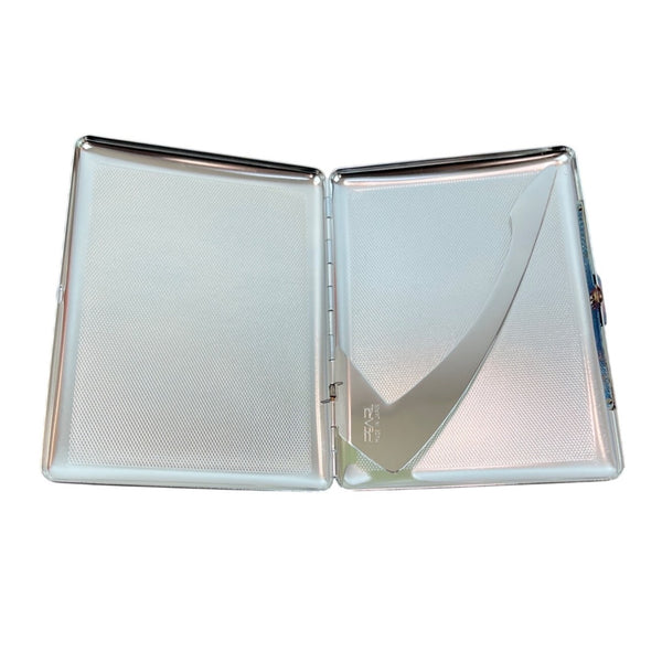 Pearl Silver Metal Sleek Design Cigarette Case Holder Sz S