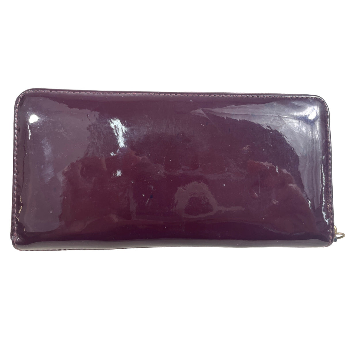 Vintage Coach Women Glossy Plum Burgundy Logo Art Leather Wallet Size S