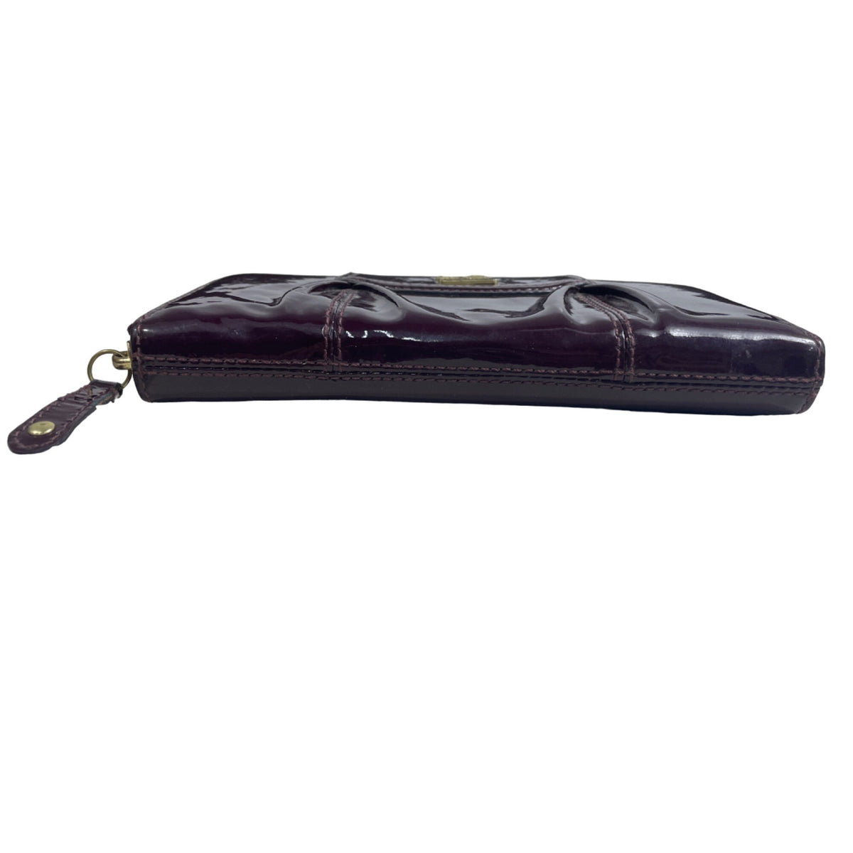 Vintage Coach Women Glossy Plum Burgundy Logo Art Leather Wallet Size S