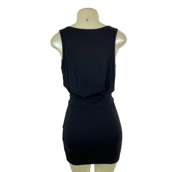 La Rok Black Sleeveless Cowl Neck Dress With Studded Waistband Size XS