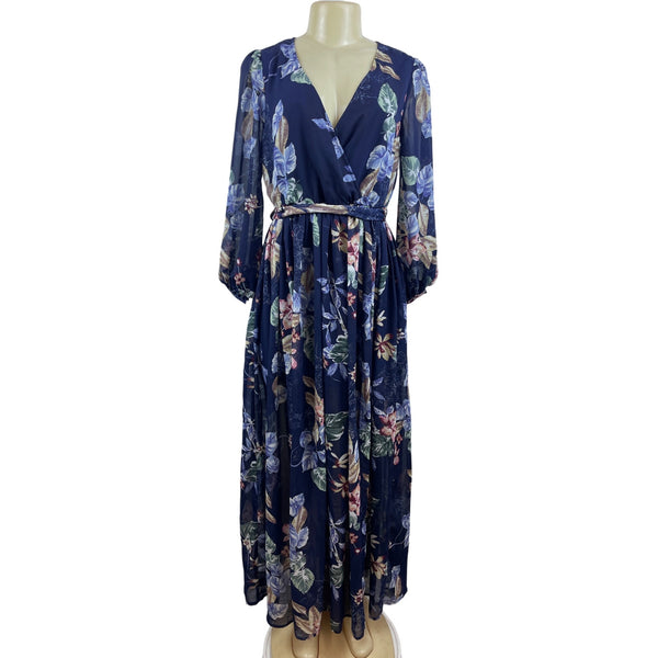 Miss Avenue Women’s Blue Floral Print Maxi Dress Sz S - NWT