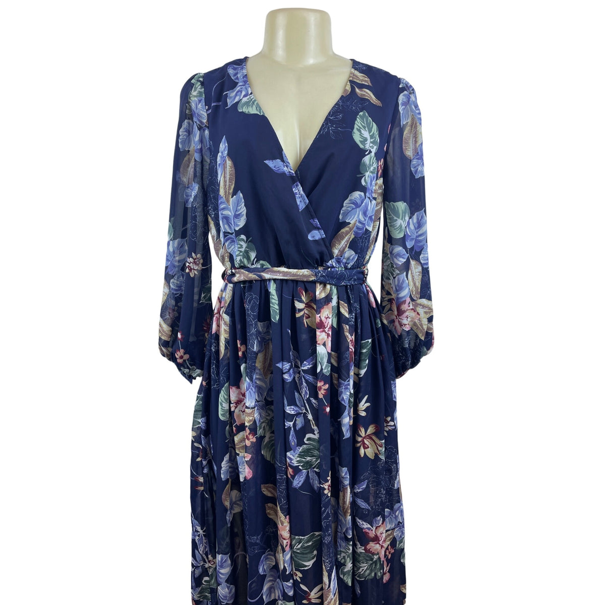Miss Avenue Women’s Blue Floral Print Maxi Dress Sz S - NWT