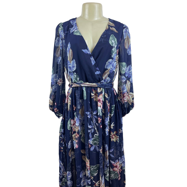 Miss Avenue Women’s Blue Floral Print Maxi Dress Sz S - NWT