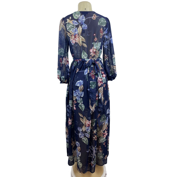 Miss Avenue Women’s Blue Floral Print Maxi Dress Sz S - NWT