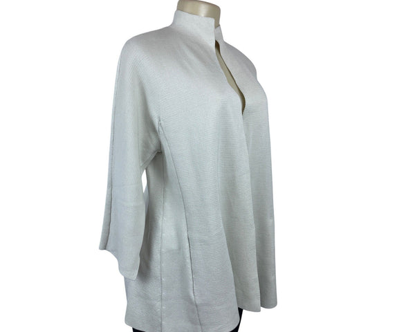 Eileen Fisher Womens Off-White Open Front Silk Blend Cardigan Jacket Sz S
