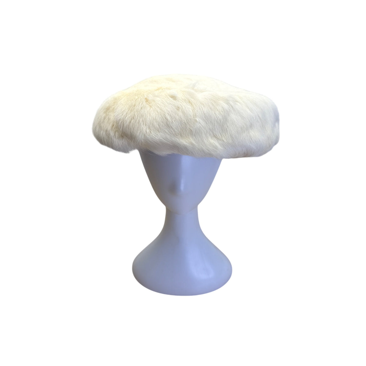 Vintage White Rabbit Fur Women's Beret Hat