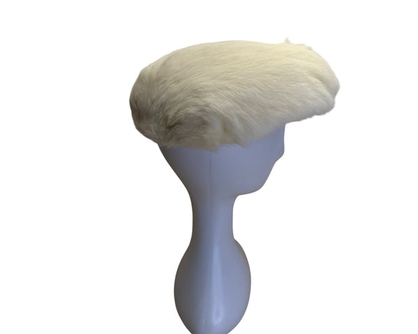 Vintage White Rabbit Fur Women's Beret Hat