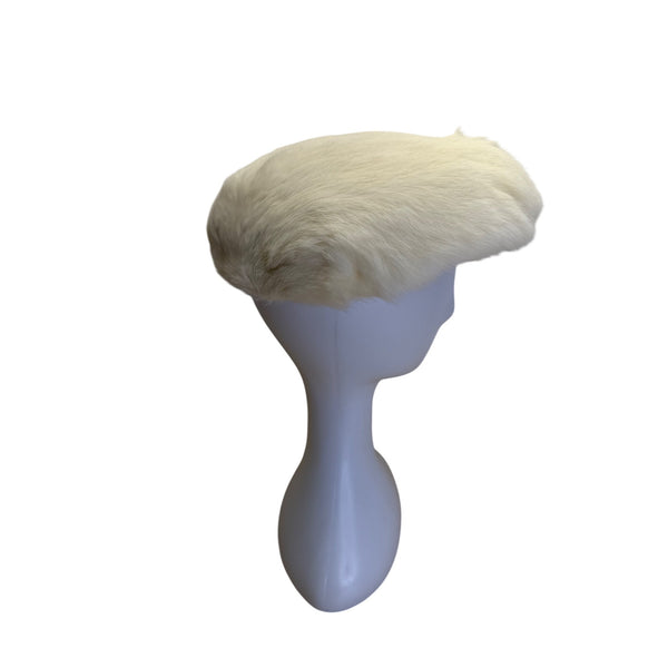 Vintage White Rabbit Fur Women's Beret Hat
