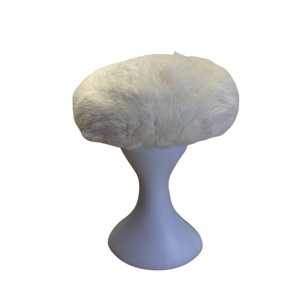 Vintage White Rabbit Fur Women's Beret Hat