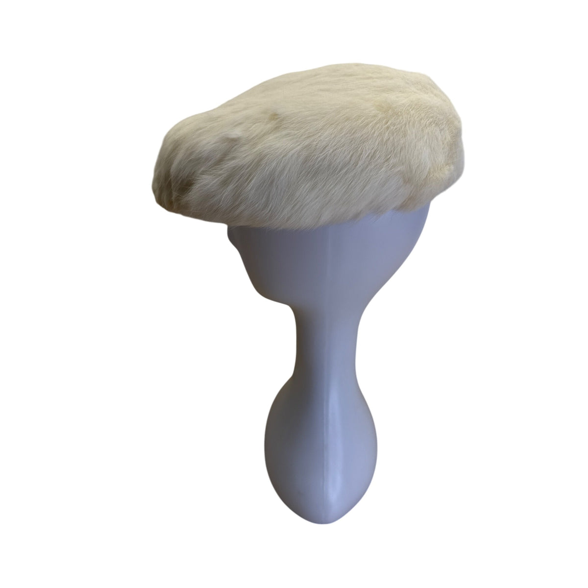 Vintage White Rabbit Fur Women's Beret Hat